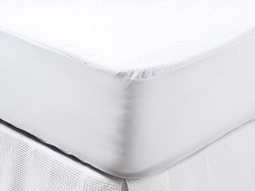 Tex - Protector de Colchón Rizo Impermeable Transpirable y Antiácaros Cama 180 cm Blanco