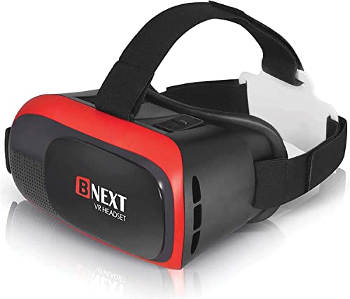 Bnext Gafas VR Compatible con iPhone/Android, Gafas Realidad Virtual para Movil - Disfruta de los Mejores Juegos y Videos RV, 360 y 3D, de Máxima Calidad y con la Mayor Comodidad (Rojo)