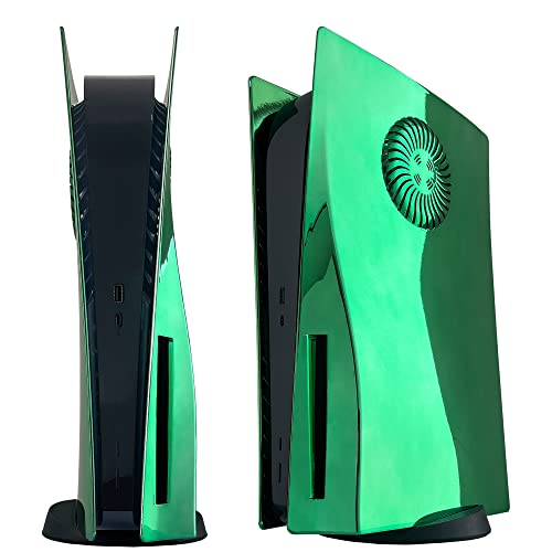 Placa frontal de PS5 con rejillas de refrigeración DOBEWINGDELOU Placa frontal de la consola Cubierta de repuesto de la placa lateral Accesorios a prueba de polvo Caja de ABS Galvanizado Verde