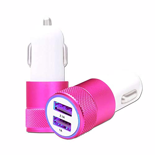 Desconocido Carrefour Smart 5 Cargador USB para Coche Rosa de Coche Doble Puertos Ultra rápida USB x2 Cargador de Coche 12/24 V
