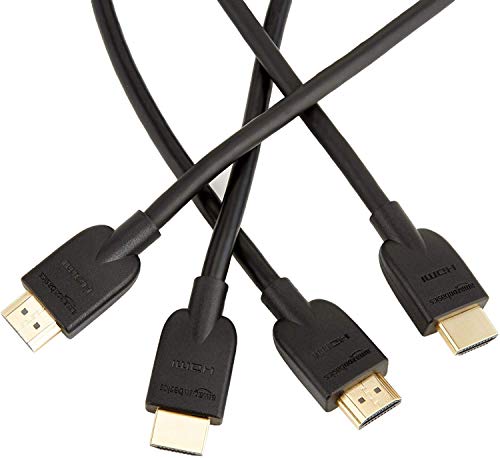 Amazon Basics - Cables HDMI 2.0 de alta velocidad Ultra HD, compatibles con formatos 3D y con canal de retorno de audio, 3 m, paquete de 2 unidades