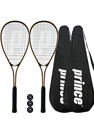 2 x Prince Power Vortex Ti raqueta de Squash + Covers + 3 Squash Balls