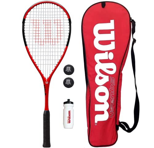 Wilson - Conjunto de raqueta de squash, pelotas, funda y botellín