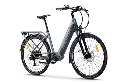 Moma Bikes Bicicleta Electrica Urbana Ebike28PRO, Aluminio, SHIMANO 7v, Frenos de Disco Hidráulicos, Batería Integrada y extraíble Litio 48V 13Ah