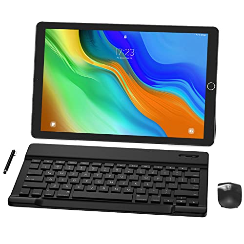 YUMKEM Tablet 10 Pulgadas 4G LTE Tablet Android 10, 4 GB de RAM, 64 GB de ROM, SIM Dual, WiFi, Cámara Dual, GPS, Pantalla IPS HD de 1280x800, 6000mAh, Tipo C, Teclado y Mouse Bluetooth (Negro)
