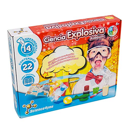 Science4you - Ciencia Explosiva Kaboom para Niños +8 Años - Kit Cientifico con 12 Experimentos de Ciencia y 22 Contenidos- Juguete Educativo y Regalo para Niños 8+ años