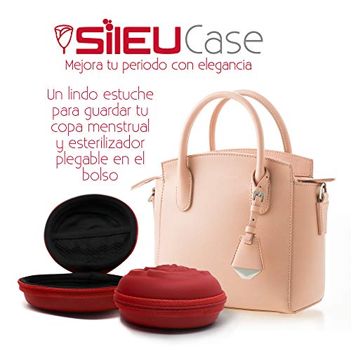 Sileu Case - Estuche para copas menstruales - Ideal para llevar tu tampón o copa menstrual de forma elegante y discreta en tu bolso o para viajes - Grande, 10 cm - Rojo