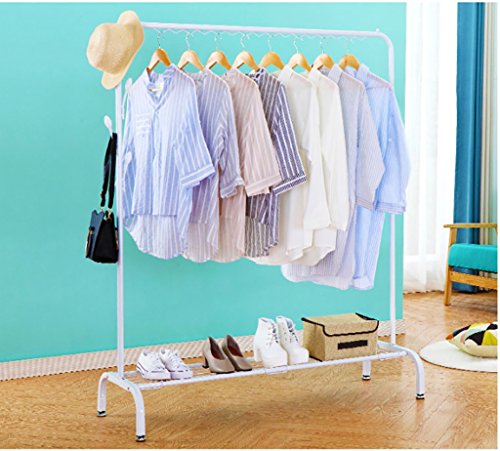 Tendedero de ropa, estantes de varilla individual, estante de ropa de hierro, estantes multiusos ( Color : Blanco )
